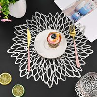 Napperons de table décoratifs ajourés en vinyle PVC doré métallisé, motif feuille tressée, pour réceptions de mariage et fêtes