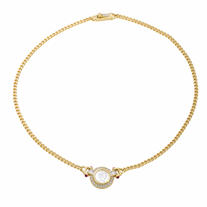 Collier ras du cou de luxe en argent sterling 925 plaqué or 18 carats, avec pendentif double face en relief, motif déesse de la lune et pièce de monnaie ancienne, serti de zircons, style vintage - Product Image 6