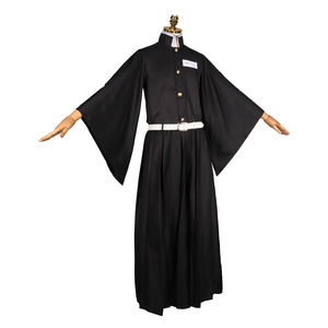 Costume <span class=keywords><strong>Cosplay</strong></span> Stile Samurai <span class=keywords><strong>Anime</strong></span> Giapponese, Veste Nera a Maniche Larghe con Stampa Bianca sul Retro e Cintura Bianca per Halloween e Giochi di Ruolo - Product Image 3