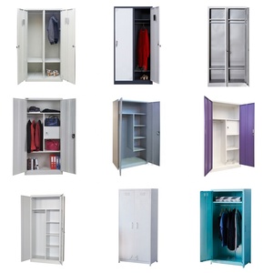 Armoire de rangement en acier à 2 portes, prix bas, armoire en acier moderne, placard de chambre à coucher en métal <span class=keywords><strong>avec</strong></span> étagères réglables - Product Image 4
