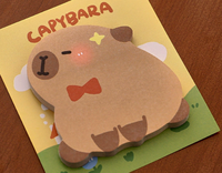 Bloc-notes autocollant en forme de capybara de dessin animé avec autocollants de messages mignons pour étudiants au design spécial, 30 feuilles