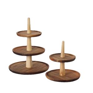 Supports multicouches pour gâteaux de mariage en acacia, présentoir en bois rond pour décoration de fête d'anniversaire, vente en gros - Product Image 2