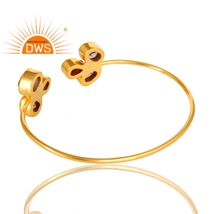 Handmade Gold Plated Brass Cuff <b>Bracelets</b> Girls Fashion Jewelry Amethyst Pink Hydro Gemstone <b>Bracelet</b> Wholesale - Product Image 3