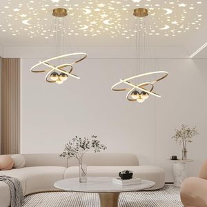 Lampadario Moderno a LED a 3 Anelli con <span class=keywords><strong>Riflessi</strong></span> Stellati, Dimmerabile, per Cucina, Hotel, Soggiorno, Lampade a Sospensione - Product Image 6