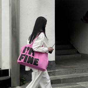 Tùy Chỉnh In Thêm Lớn Nóng Cho Màu Hồng Vải Tote Túi Phong Cách Thời Trang Mở Loại Đóng Cửa Cho Bãi Biển Mua Sắm - Product Image 4