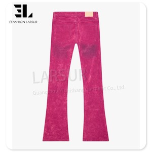 Larsur tùy chỉnh nhà máy đau khổ nhuộm phai mờ rửa nhung denim quần mỏng phù hợp với ngăn xếp bùng Da lộn nhung jeans - Product Image 3