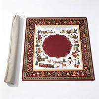 Tapis de Mahjong de Noël - 33 pouces, 2 mm, polyester, caoutchouc naturel, antidérapant, insonorisant, motif personnalisé, fournisseur en gros