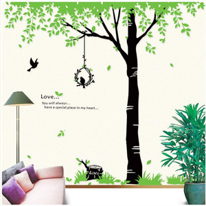 Extra Large foglie verdi fresche albero uccelli <span class=keywords><strong>adesivi</strong></span> <span class=keywords><strong>murali</strong></span> decalcomania formato gigante <span class=keywords><strong>soggiorno</strong></span>/TV sfondo PVC DIY <span class=keywords><strong>adesivi</strong></span> Art - Product Image 4