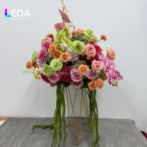 LEDA Handmade Lush Pink Peach Orange Green Faux <b>Flower</b> Arrangement Cascading Trailing Amaranthus Anthurium Orchid 60cm <b>Wedding</b> - Product Image 6