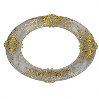 Assiette de présentation élégante en plastique écologique motif végétal ivoire pour hôtel, banquet, mariage, décoration de table dorée