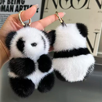 Mini Charme en fourrure de vison panda de qualité supérieure, incroyablement dense, brillant, mignon et captivant, à porter