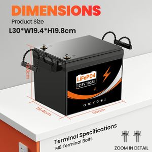 US Warehouse 12.8V 100Ah LiFePO4 100A BMS Lithium Ion <b>Battery</b> Pack for Back up Energy Storage System - Product Image 4