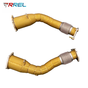 Collecteur d'échappement à haut débit avec catalyseur 200 cellules, tuyau d'échappement isolé thermiquement pour <span class=keywords><strong>Porsche</strong></span> <span class=keywords><strong>Cayenne</strong></span> 957 <span class=keywords><strong>Turbo</strong></span> 4.8T <span class=keywords><strong>V8</strong></span> 2006-2010 - Product Image 2