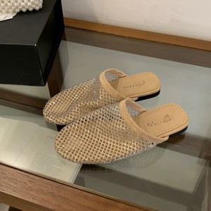 Mules de malla con lentejuelas para mujer, sandalias abiertas con pedrería, transpirables, suela de PU, entresuela de EVA, forro de microfibra, para todas las estaciones - Product Image 2