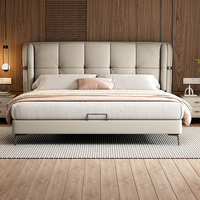 Lit de Rangement Capitonnés Grand Format Luxe et Moderne, Design Style Princesse pour Ensemble de Meubles de Chambre Parentale Complet