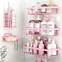 Rak Organizer Dinding Tanpa Bor Tipe Gantungan untuk Perlengkapan Kamar Mandi dan Shower