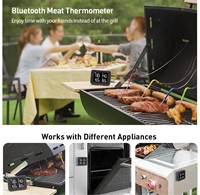 Termometer Digital Bbq Nirkabel Panggangan Luar Ruangan Termometer Daging App Termometer Pemantauan Jarak Jauh dengan 4 Probe