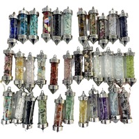 Pendentif en alliage à gemmes et cristaux naturels en forme de bouteille hexagonale collier amoureux charm pour bijoux artisanal