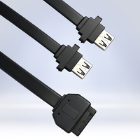 Cable de Extensión USB 3.0 Dual Ultra Plano y Delgado Montado en el Panel Frontal del Chasis, Cable de Placa de Montaje de Computadora de 20 Pines para Escritorio