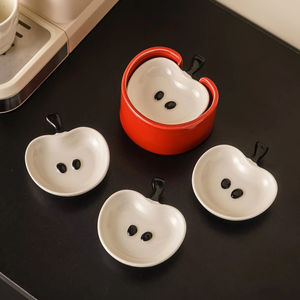Juego de Tazones de Cerámica con Forma de Manzana para Salsas, Plato Creativo para Salsa de Soya e Ingredientes Secos, Tazones para Servir en Casa, Accesorios de Cocina, Regalos - Product Image 5