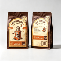 Sachet de café personnalisé en kraft mat à fond plat, étanche à l'humidité, avec fermeture aromatique, à quatre soudures, de qualité alimentaire, pour café