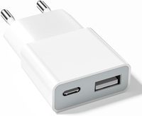 Weview 5W 2-Port USB-C & USB-A Adaptor Daya Perlindungan Arus Berlebih untuk Pembaca EBook Xperia MP3 Smartphone (Putih 1 Paket)