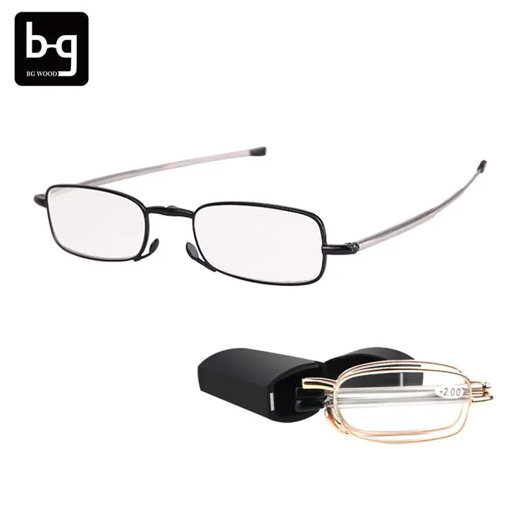 1 paire de mini lunettes de lecture pour homme, verres rectangulaires, de style italien, pliables, avec étui