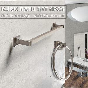 Modern Chrome <b>Bathroom</b> Hardware Set Wall Mounted Zinc Alloy <b>Towel</b> Ring Hook <b>Rail</b> 4 Piece Bath Accessories - Product Image 2