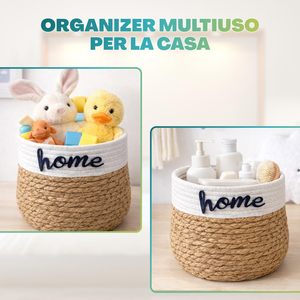 Lot de 2 paniers ronds empilables en corde, 24x21 cm et 30x24 cm - Paniers de rangement décoratifs, organiseurs pour chambre, salle de bain - Product Image 4
