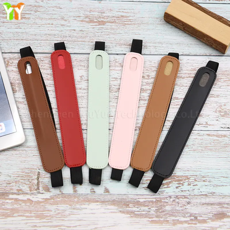 Ipad için elastik bant ile poliüretan deri defter kalemlik taşınabilir Tablet kalem kutusu kalem kol kılıfı