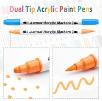 Fournitures scolaires de papeterie Marqueurs de peinture acrylique Stylos de peinture, stylos marqueurs à double pointe avec pointe fine et pointe de pinceau pour l'artisanat de bricolage