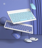 Conjunto de Teclado y Ratón Inalámbrico Recargable Universal Color Macaron Compatible con iPad, Teléfonos Móviles y Tabletas