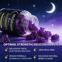 Gommes à la mélatonine 6 mg par portion, saveur naturelle de baies, végétaliennes, aide au sommeil, 60 unités, complément alimentaire, marque privée OEM, en vrac, pour adultes