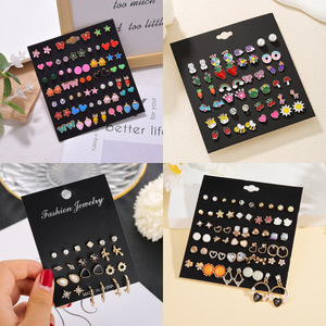 <b>Cute</b> Animal Alloy Stud Earrings Set Heart <b>Bear</b> Rabbit Owl Unicorn Exquisite Petite Earrings For Women Gift Fashion Jewelry - Product Image 1