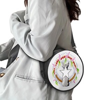 Sac à main rond en cuir PU avec motif stylisé Saipan personnalisé, imperméable, sac bandoulière pour femme, pour les promenades en ville, les voyages et les cadeaux pour occasions spéciales