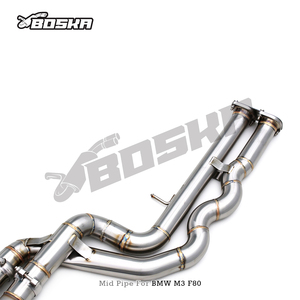 Tube intermédiaire d'échappement Boska avec tube en Z en acier inoxydable soudé TIG pour M3 M4 F80 F82 3.0T S55 2015-2019, tube intermédiaire d'échappement à longueur égale - Product Image 2