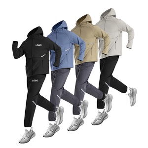 Ensemble de survêtement sportif pour <span class=keywords><strong>homme</strong></span>, coupe-vent, 2 pièces, réfléchissant, zippé, en nylon, streetwear, léger, résistant à l'eau, avec <span class=keywords><strong>capuche</strong></span> - Product Image 5