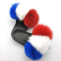 Nouvelles sandales de luxe 2027 KJ 2020 pour femmes avec pompons en vraie fourrure de renard, semelle EVA, pour l'extérieur, pantoufles tendance en fourrure naturelle de renard