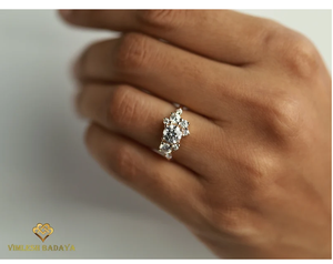 Anillo de Compromiso con Diamantes en Racimo Certificados por IGI, 1.4 TCW, Diamantes Naturales, Oro Sólido de 14K, Elegante Regalo de Joyería para Boda - Product Image 2