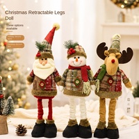 Figurine de Père Noël en tissu écossais vintage extensible pour décorations de Noël, idéale pour les hôtels, centres commerciaux, halls et vitrines