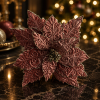 Fleurs artificielles de Poinsettia en polyester pour décorations de Noël, intérieur et extérieur, décoration de la maison, tailles et couleurs personnalisées, pour centres commerciaux et fêtes