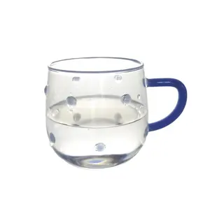 Colorful Coffee Mug Hammered Glass Cup High Borosilicate Handle