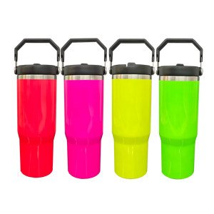 Custom Logo Blank Sublimation Neon Colors 30Oz <b>Top</b> Straw Tumbler Water <b>Bottle</b> <b>With</b> Leak Resistant <b>Flip</b> - Product Image 1