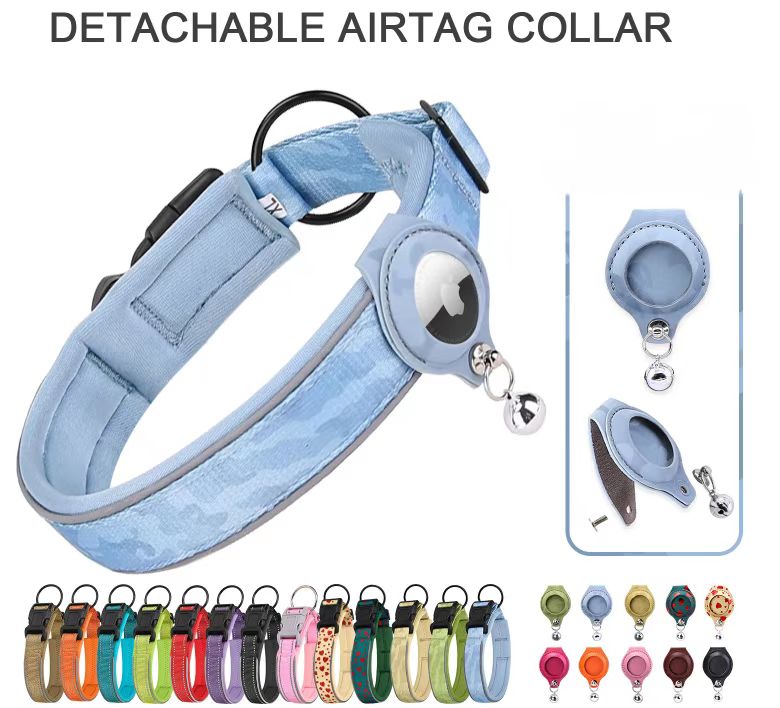 Nice Quality Detachable Dog Collar With Air Tag Hole Multi-Color Nylon&Cotton Pet Accessory For Pet Dog