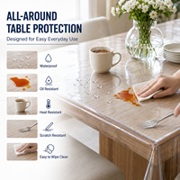 Nappe transparente en PVC YJ, couverture de table en plastique transparent, protection de table en vinyle pour aliments et plantes, qualité alimentaire, export