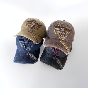 Cappellino da Baseball Vintage in Cotone Lavato con Bandiera Ricamata dello Stato del Texas e Bovini a Corna Lunghe - Product Image 5