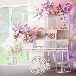 Pink Candy Cart Dessert <strong>Trolley</strong> Dessert Shelf Customized LOGO <strong>Sweet</strong> Cart Food and Beverage Carrie - Product Image 3