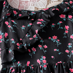 Abito Estivo 2026 per Ragazze Adolescenti, Nero con Stampa Floreale e Maniche a Sbuffo, Morbido e Carino - Product Image 6