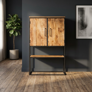 French White Solid Wood Modular Office Organizer with 2 Drawers Industrial Design Style Kitchen Living Room TV Cabinet <b>Storage</b> - Product Image 2