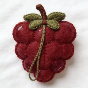 Grape plush <b>brooch</b>, red grape felt pin,fruit badge, embroidered berry <b>brooch</b>, cottagecore fashion pin, mini grape - Product Image 2